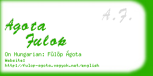 agota fulop business card