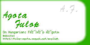 agota fulop business card